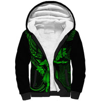 Hawaii Sherpa Hoodie Hula Girl Mix Polynesian Plumeria Green Version LT14 Unisex Green - Polynesian Pride