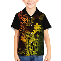 Hawaii Family Matching Off Shoulder Long Sleeve Dress and Hawaiian Shirt King Kamehameha Mix Polynesian Plumeria Reggae Version LT14 Son's Shirt Reggae - Polynesian Pride