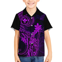 Hawaii Family Matching Mermaid Dress and Hawaiian Shirt King Kamehameha Mix Polynesian Plumeria Purple Version LT14 Son's Shirt Purple - Polynesian Pride