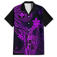 Hawaii Family Matching Summer Maxi Dress and Hawaiian Shirt King Kamehameha Mix Polynesian Plumeria Purple Version LT14 Dad's Shirt - Short Sleeve Purple - Polynesian Pride