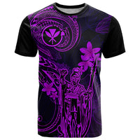 Hawaii T Shirt King Kamehameha Mix Polynesian Plumeria Purple Version LT14 Purple - Polynesian Pride