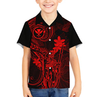 Hawaii Family Matching Summer Maxi Dress and Hawaiian Shirt King Kamehameha Mix Polynesian Plumeria Red Version LT14 Dad's Shirt - Long Sleeve Red - Polynesian Pride