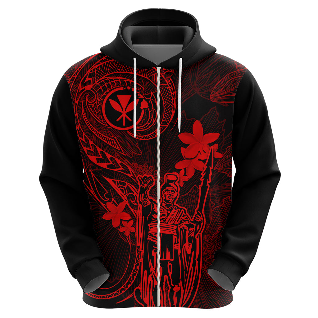 Hawaii Hoodie King Kamehameha Mix Polynesian Plumeria Red Version LT14 - Polynesian Pride