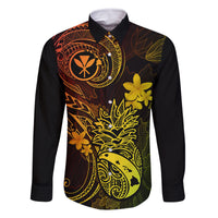 Hawaii Family Matching Off Shoulder Long Sleeve Dress and Hawaiian Shirt Pineapple Mix Polynesian Plumeria Reggae Version LT14 Dad's Shirt - Long Sleeve Reggae - Polynesian Pride