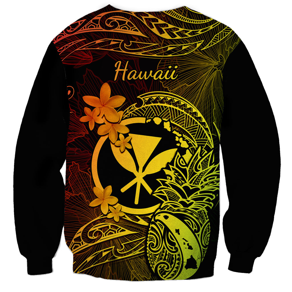 Hawaii Sweatshirt Pineapple Mix Polynesian Plumeria Reggae Version LT14 - Polynesian Pride