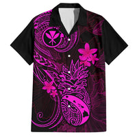 Hawaii Family Matching Short Sleeve Bodycon Dress and Hawaiian Shirt Pineapple Mix Polynesian Plumeria Pink Version LT14 Dad's Shirt - Short Sleeve Pink - Polynesian Pride