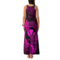 Hawaii Family Matching Tank Maxi Dress and Hawaiian Shirt Pineapple Mix Polynesian Plumeria Pink Version LT14 - Polynesian Pride