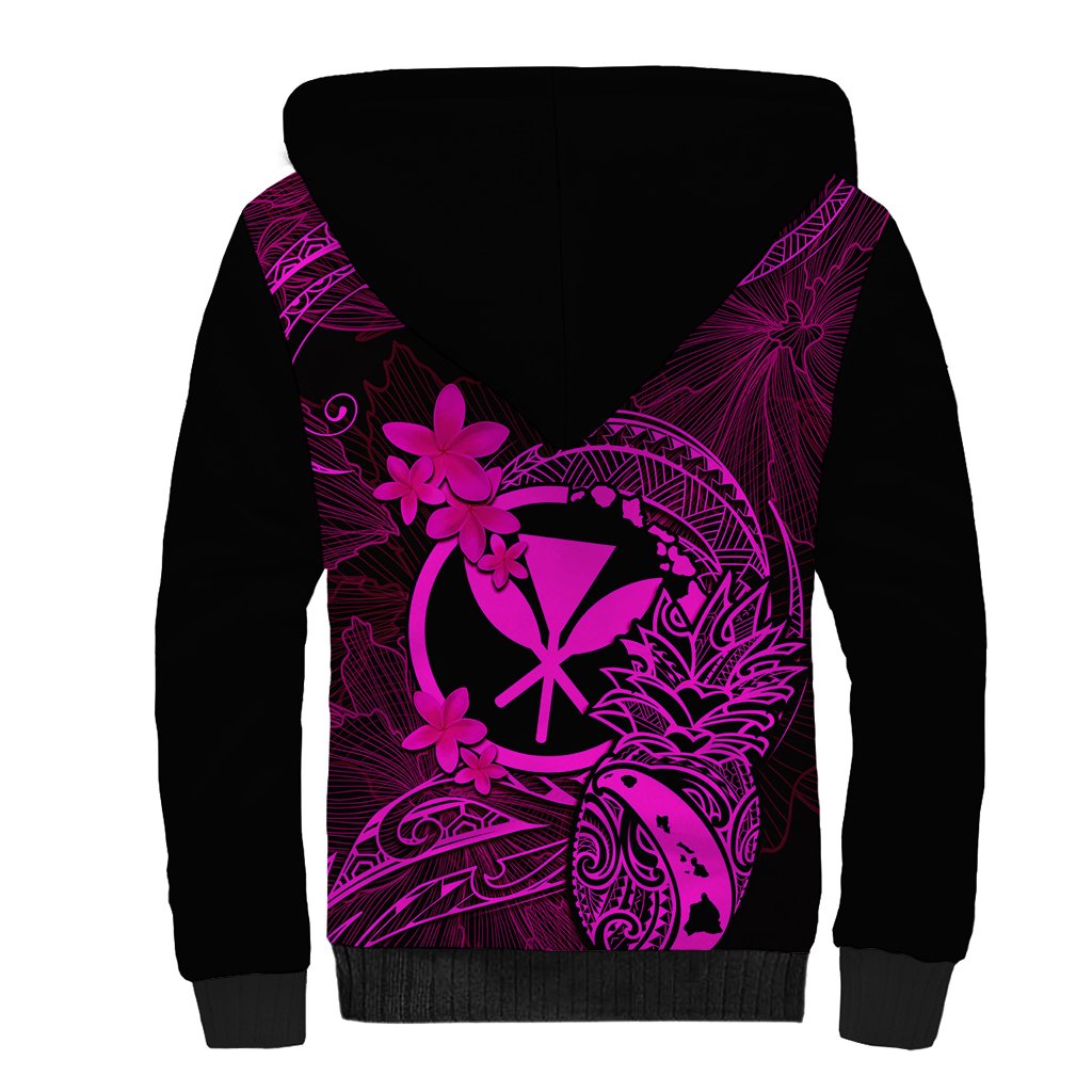 Hawaii Sherpa Hoodie Pineapple Mix Polynesian Plumeria Pink Version LT14 - Polynesian Pride