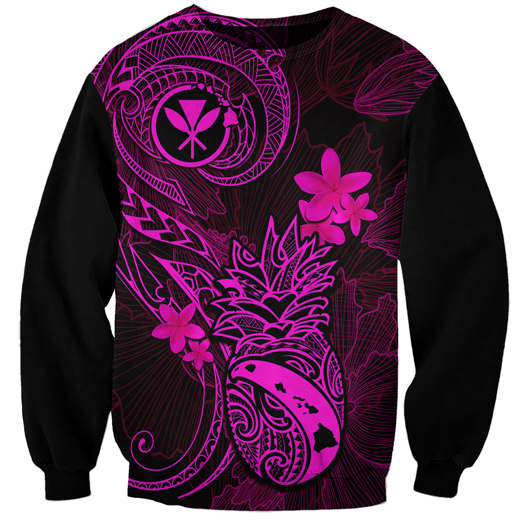 Hawaii Sweatshirt Pineapple Mix Polynesian Plumeria Pink Version LT14 Unisex Pink - Polynesian Pride