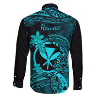 Hawaii Family Matching Off Shoulder Short Dress and Hawaiian Shirt Pineapple Mix Polynesian Plumeria Turquoise Version LT14 - Polynesian Pride
