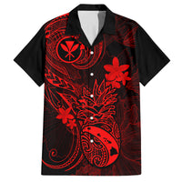 Hawaii Family Matching Long Sleeve Bodycon Dress and Hawaiian Shirt Pineapple Mix Polynesian Plumeria Red Version LT14 Dad's Shirt - Short Sleeve Red - Polynesian Pride