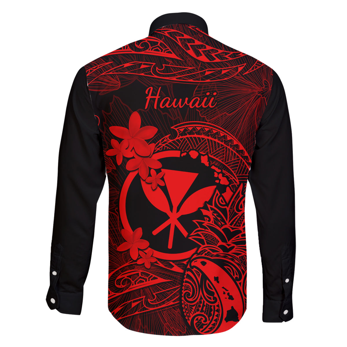 hawaii-family-matching-off-shoulder-maxi-dress-and-hawaiian-shirt-pineapple-mix-polynesian-plumeria-red-version