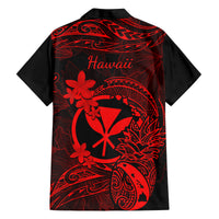 hawaii-family-matching-off-shoulder-short-dress-and-hawaiian-shirt-pineapple-mix-polynesian-plumeria-red-version