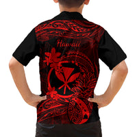 Hawaii Family Matching Short Sleeve Bodycon Dress and Hawaiian Shirt Pineapple Mix Polynesian Plumeria Red Version LT14 - Polynesian Pride
