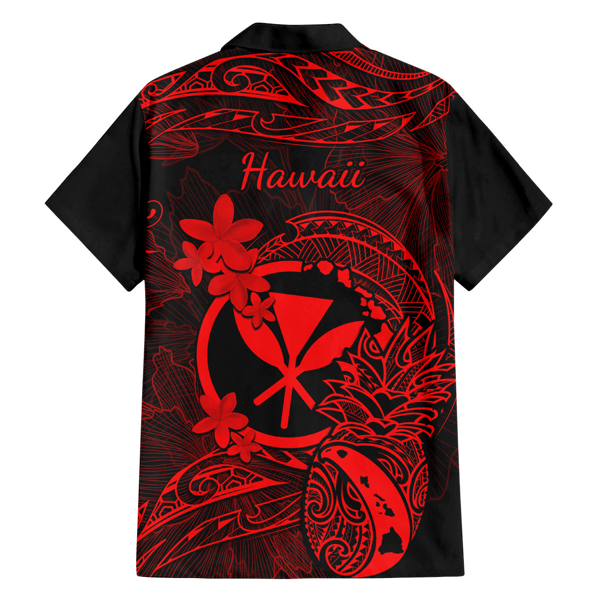 hawaii-family-matching-summer-maxi-dress-and-hawaiian-shirt-pineapple-mix-polynesian-plumeria-red-version