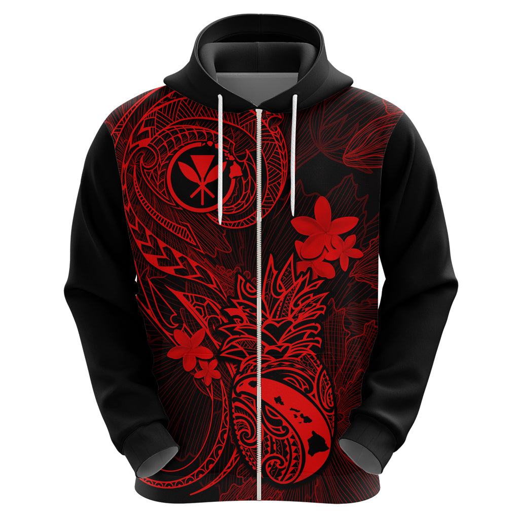Hawaii Hoodie Pineapple Mix Polynesian Plumeria Red Version LT14 - Polynesian Pride