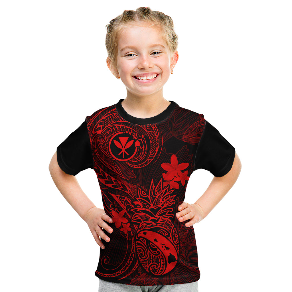 Hawaii Kid T Shirt Pineapple Mix Polynesian Plumeria Red Version LT14 Red - Polynesian Pride