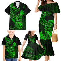 Hawaii Family Matching Mermaid Dress and Hawaiian Shirt Pineapple Mix Polynesian Plumeria Green Version LT14 - Polynesian Pride