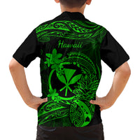 Hawaii Family Matching Off Shoulder Long Sleeve Dress and Hawaiian Shirt Pineapple Mix Polynesian Plumeria Green Version LT14 - Polynesian Pride