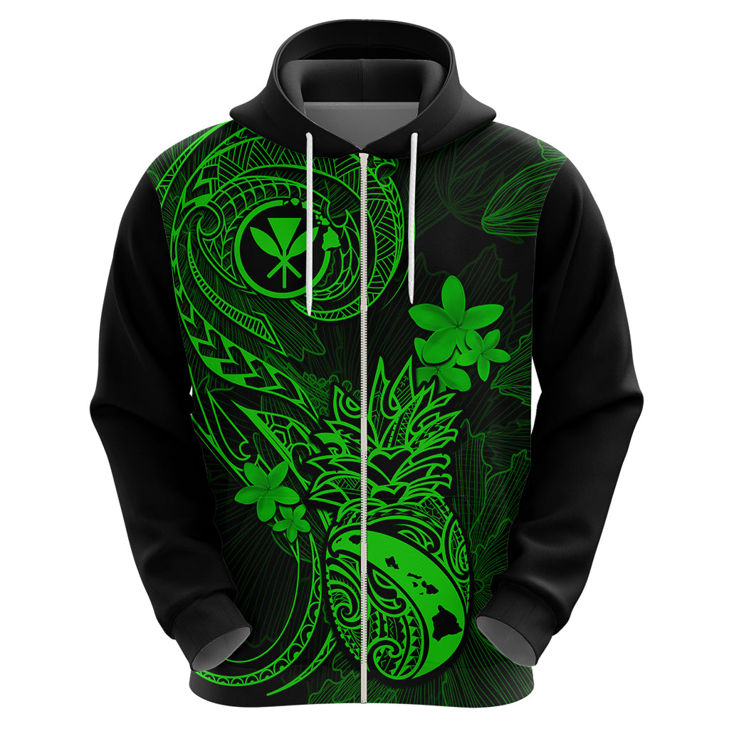 Hawaii Hoodie Pineapple Mix Polynesian Plumeria Green Version LT14 - Polynesian Pride