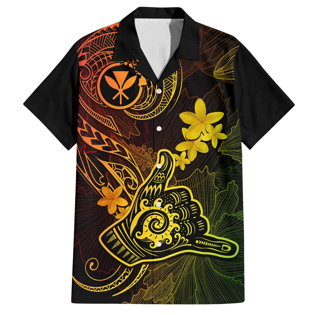 Hawaii Family Matching Long Sleeve Bodycon Dress and Hawaiian Shirt Shaka Tattoo Mix Polynesian Plumeria Reggae Version LT14 Dad's Shirt - Short Sleeve Reggae - Polynesian Pride