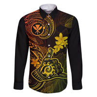 Hawaii Family Matching Long Sleeve Bodycon Dress and Hawaiian Shirt Shaka Tattoo Mix Polynesian Plumeria Reggae Version LT14 Dad's Shirt - Long Sleeve Reggae - Polynesian Pride