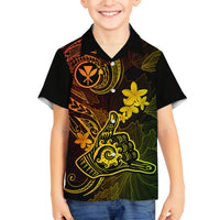 Hawaii Family Matching Off Shoulder Maxi Dress and Hawaiian Shirt Shaka Tattoo Mix Polynesian Plumeria Reggae Version LT14 Son's Shirt Reggae - Polynesian Pride