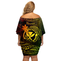 Hawaii Family Matching Off Shoulder Short Dress and Hawaiian Shirt Shaka Tattoo Mix Polynesian Plumeria Reggae Version LT14 - Polynesian Pride