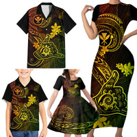 Hawaii Family Matching Short Sleeve Bodycon Dress and Hawaiian Shirt Shaka Tattoo Mix Polynesian Plumeria Reggae Version LT14 - Polynesian Pride
