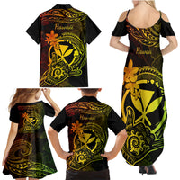 Hawaii Family Matching Summer Maxi Dress and Hawaiian Shirt Shaka Tattoo Mix Polynesian Plumeria Reggae Version LT14 - Polynesian Pride
