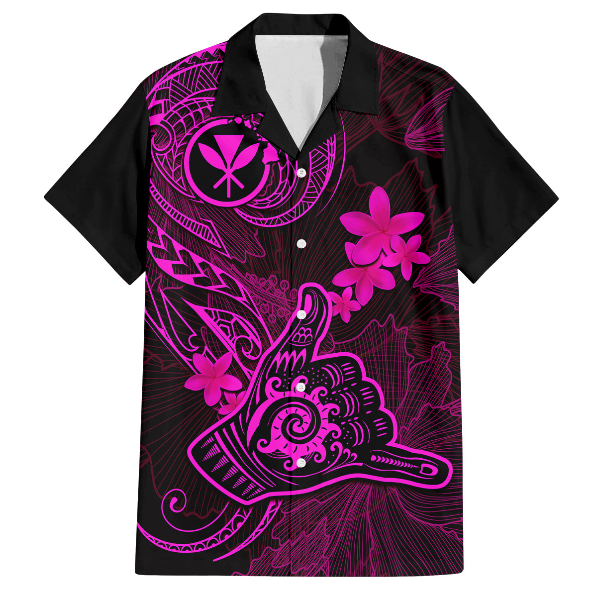 Hawaii Family Matching Long Sleeve Bodycon Dress and Hawaiian Shirt Shaka Tattoo Mix Polynesian Plumeria Pink Version LT14 Dad's Shirt - Short Sleeve Pink - Polynesian Pride