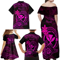 Hawaii Family Matching Off Shoulder Maxi Dress and Hawaiian Shirt Shaka Tattoo Mix Polynesian Plumeria Pink Version LT14 - Polynesian Pride