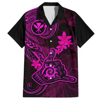 Hawaii Family Matching Off Shoulder Short Dress and Hawaiian Shirt Shaka Tattoo Mix Polynesian Plumeria Pink Version LT14 Dad's Shirt - Short Sleeve Pink - Polynesian Pride