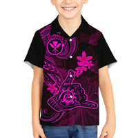 Hawaii Family Matching Puletasi Dress and Hawaiian Shirt Shaka Tattoo Mix Polynesian Plumeria Pink Version LT14 Son's Shirt Pink - Polynesian Pride