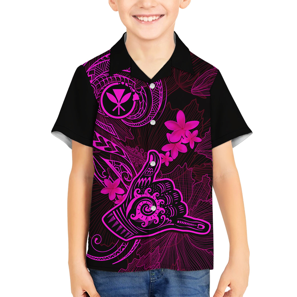 hawaii-kid-hawaiian-shirt-shaka-tattoo-mix-polynesian-plumeria-pink-version