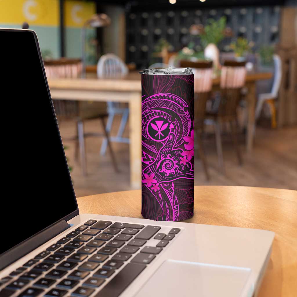 Hawaii Skinny Tumbler Shaka Tattoo Mix Polynesian Plumeria Pink Version
