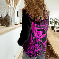 hawaii-women-casual-shirt-shaka-tattoo-mix-polynesian-plumeria-pink-version