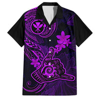 Hawaii Family Matching Long Sleeve Bodycon Dress and Hawaiian Shirt Shaka Tattoo Mix Polynesian Plumeria Purple Version LT14 Dad's Shirt - Short Sleeve Purple - Polynesian Pride