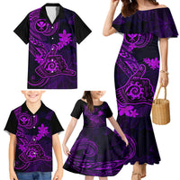 Hawaii Family Matching Mermaid Dress and Hawaiian Shirt Shaka Tattoo Mix Polynesian Plumeria Purple Version LT14 - Polynesian Pride