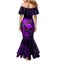 Hawaii Family Matching Mermaid Dress and Hawaiian Shirt Shaka Tattoo Mix Polynesian Plumeria Purple Version LT14 - Polynesian Pride