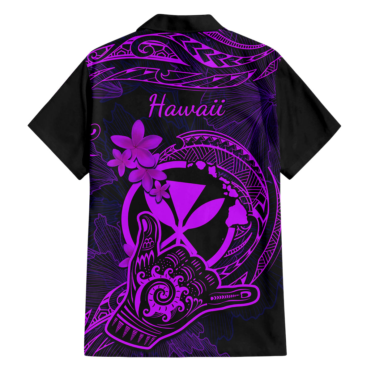 Hawaii Family Matching Off Shoulder Maxi Dress and Hawaiian Shirt Shaka Tattoo Mix Polynesian Plumeria Purple Version LT14 - Polynesian Pride