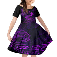 Hawaii Family Matching Summer Maxi Dress and Hawaiian Shirt Shaka Tattoo Mix Polynesian Plumeria Purple Version LT14 Mom's Dress Purple - Polynesian Pride