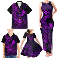 Hawaii Family Matching Tank Maxi Dress and Hawaiian Shirt Shaka Tattoo Mix Polynesian Plumeria Purple Version LT14 - Polynesian Pride