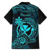 Hawaii Family Matching Off Shoulder Long Sleeve Dress and Hawaiian Shirt Shaka Tattoo Mix Polynesian Plumeria Turquoise Version LT14 - Polynesian Pride