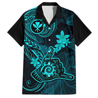 Hawaii Family Matching Off Shoulder Maxi Dress and Hawaiian Shirt Shaka Tattoo Mix Polynesian Plumeria Turquoise Version LT14 Dad's Shirt - Short Sleeve Turquoise - Polynesian Pride