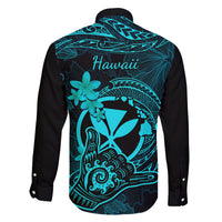 Hawaii Family Matching Short Sleeve Bodycon Dress and Hawaiian Shirt Shaka Tattoo Mix Polynesian Plumeria Turquoise Version LT14 - Polynesian Pride