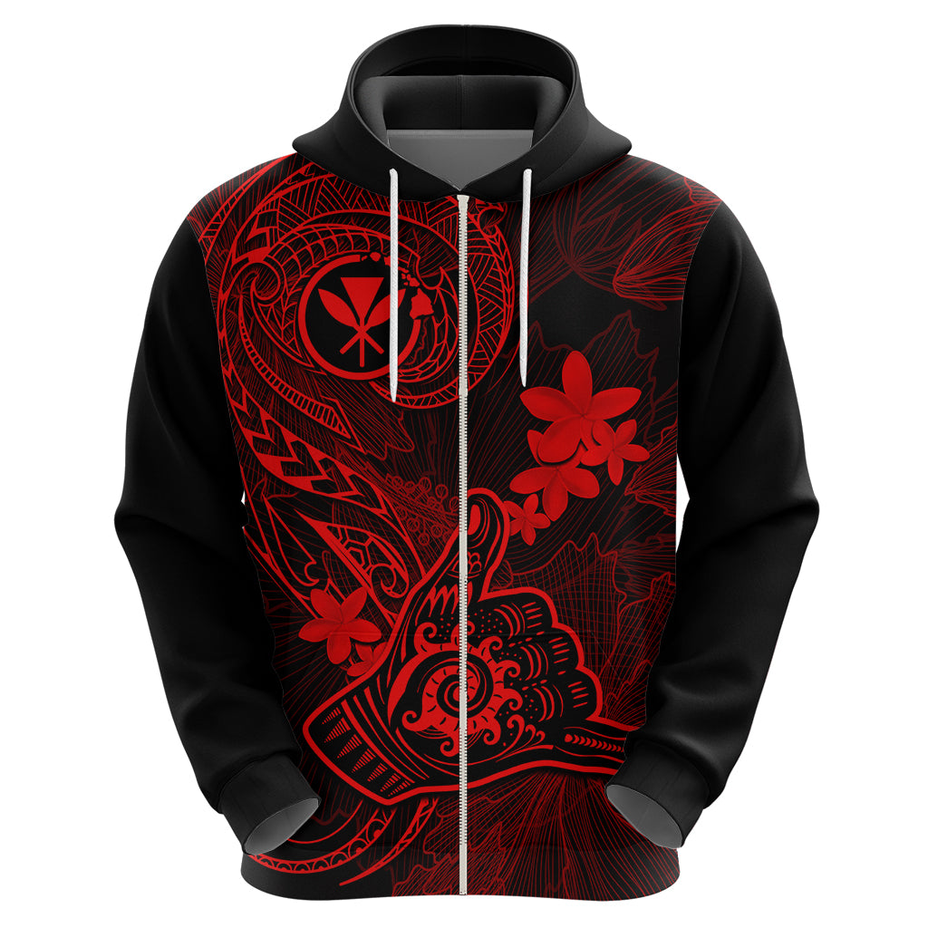 Hawaii Hoodie Shaka Tattoo Mix Polynesian Plumeria Red Version LT14 - Polynesian Pride