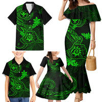 Hawaii Family Matching Mermaid Dress and Hawaiian Shirt Shaka Tattoo Mix Polynesian Plumeria Green Version LT14 - Polynesian Pride