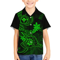 Hawaii Family Matching Summer Maxi Dress and Hawaiian Shirt Shaka Tattoo Mix Polynesian Plumeria Green Version LT14 Dad's Shirt - Long Sleeve Green - Polynesian Pride