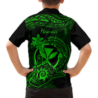 Hawaii Family Matching Summer Maxi Dress and Hawaiian Shirt Shaka Tattoo Mix Polynesian Plumeria Green Version LT14 - Polynesian Pride